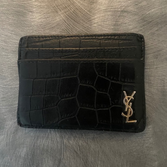 Yves Saint Laurent Other - Saint Laurent Men's YSL Croc-Embossed Card Holder